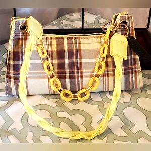 Jinana Yellow Plaid Chain Strap Women's Bag Filled With Mystery Items !